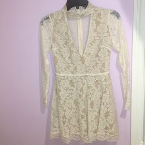 NEVER WORN Cream Lace Skater Skirt Dress